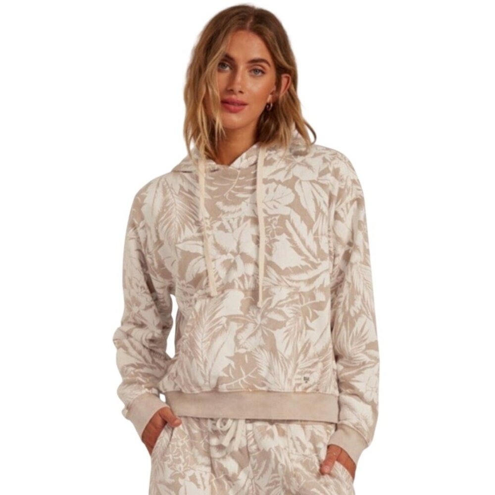 Billabong Women's‎ French Terry Tropical Floral Cropped Hoodie Sweatshirt Size M